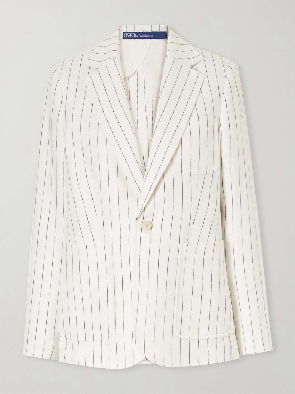 Polo By Ralph Lauren Striped Linen Jacquard Cream/Nutmeg Blazer, Size 2